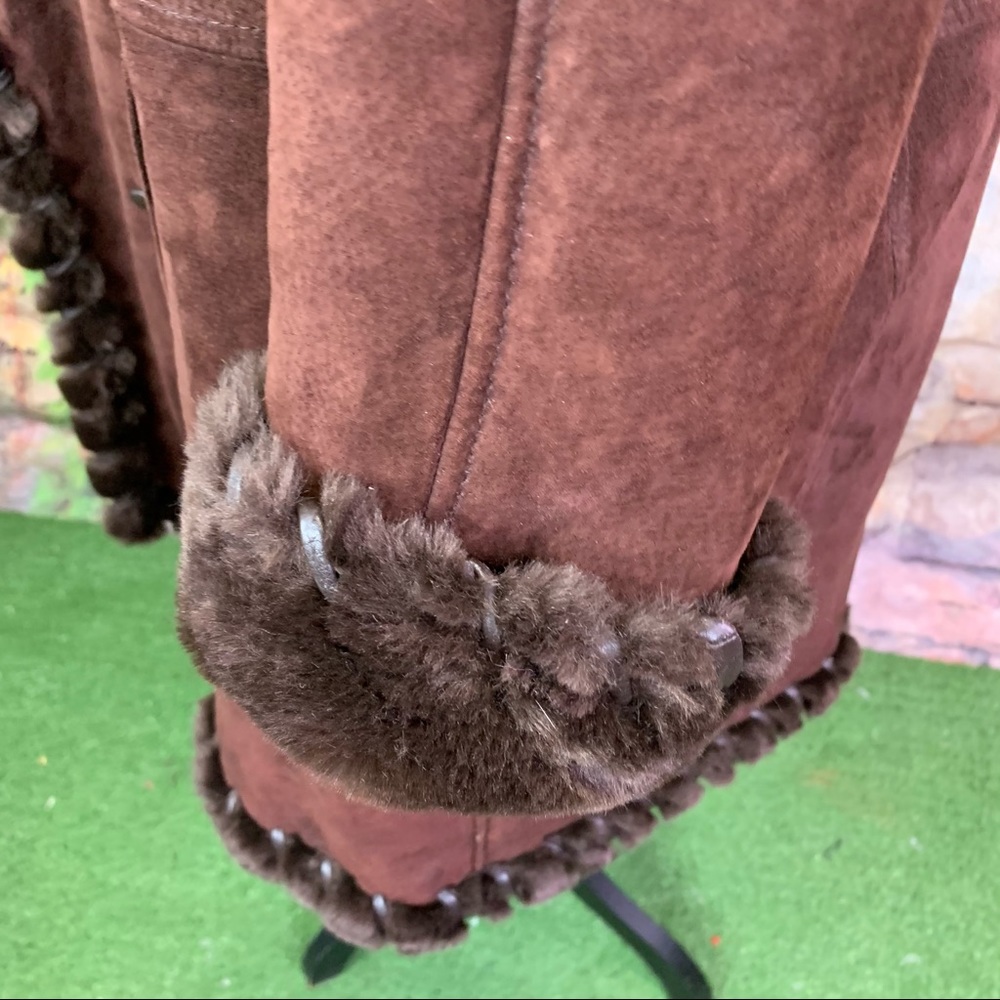 G-III GLOBAL IDENTITY Brown Suede and Faux Fur Coat, M - Picture 8 of 16